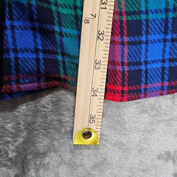 Lands End Robe Womens Medium Red Blue Plaid Flannel Sleepshirt Nightgown - Picture 8 of 8